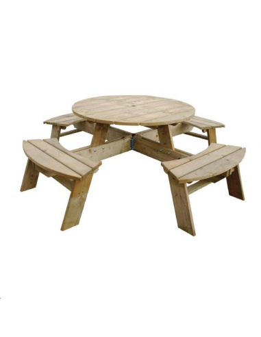 Table de pique-nique en bois ronde  CG097 Accueil