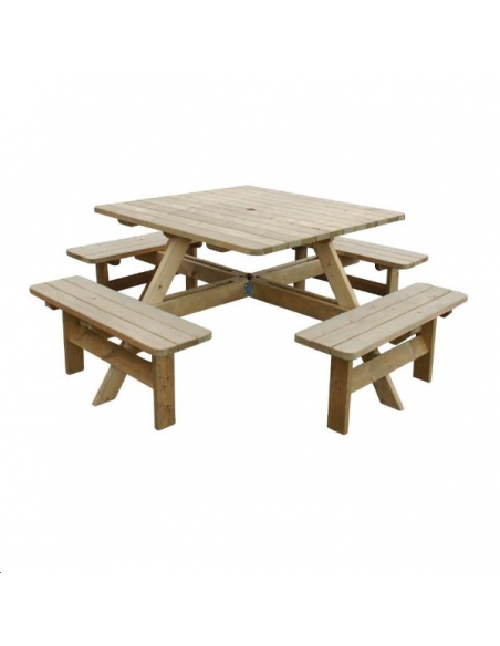 Table de pique-nique en bois carrée CG096 Accueil