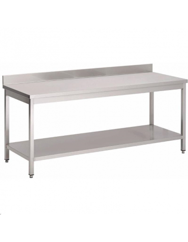 Table inox avec dosseret et étagère GS009 Accueil