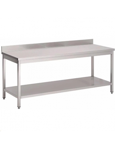 Table inox avec dosseret et étagère GS010 Accueil