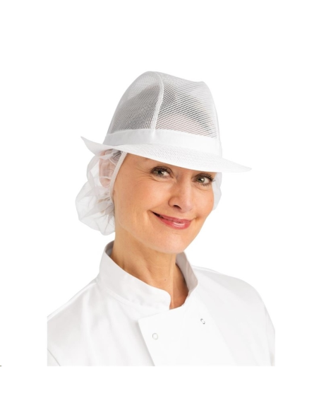 Chapeau Trilby blanc avec résille L