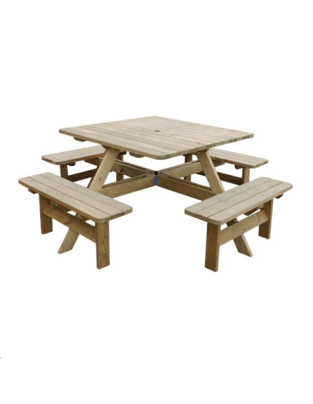 Table de pique-nique en bois carrée