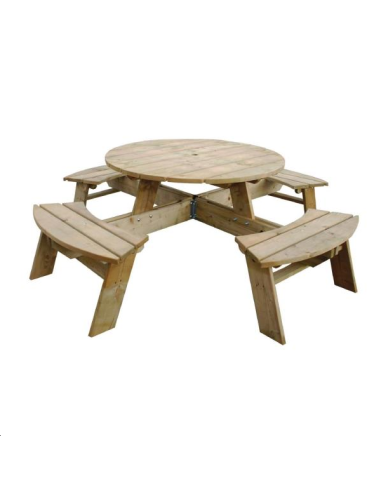 Table de pique-nique en bois ronde 