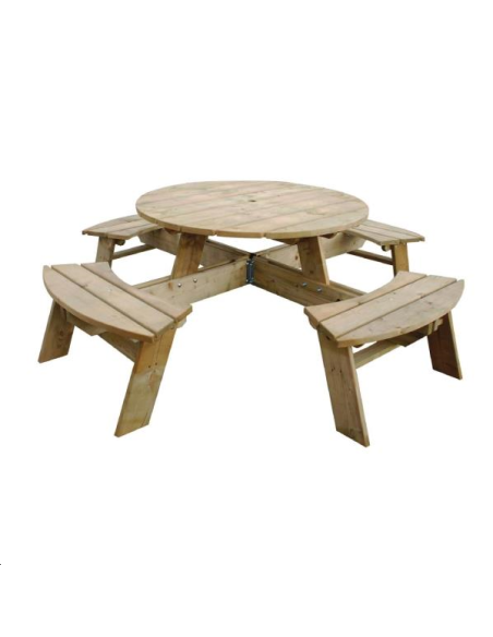 Table de pique-nique en bois ronde 