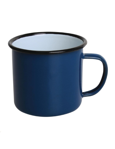 Mugs en acier émaillé bleu et noir 