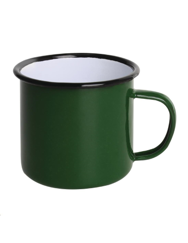 Mugs en acier émaillé vert et noir 