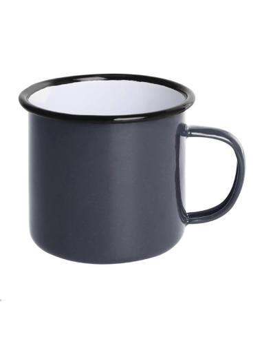 Mugs en acier émaillé gris et noir 