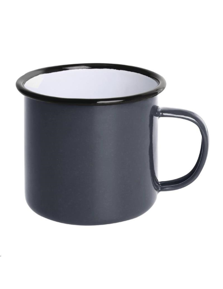 Mugs en acier émaillé gris et noir 