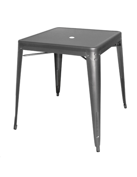 Table carrée en acier gris métallis