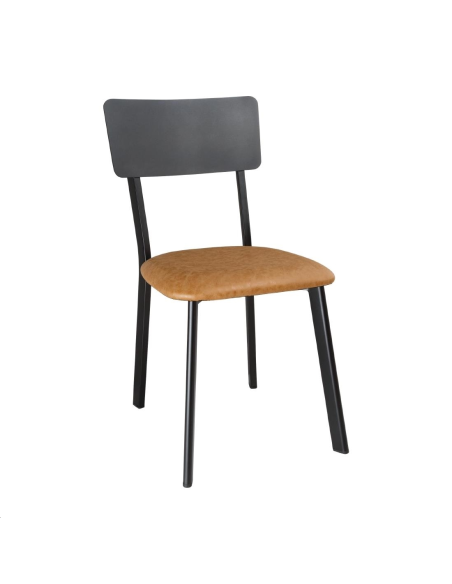 Chaises en metal assise PU marron c