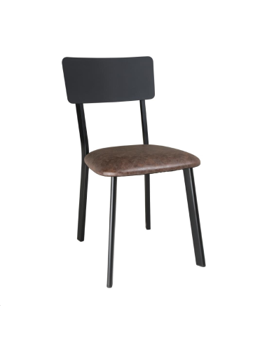 Chaises en metal assise PU moka vin