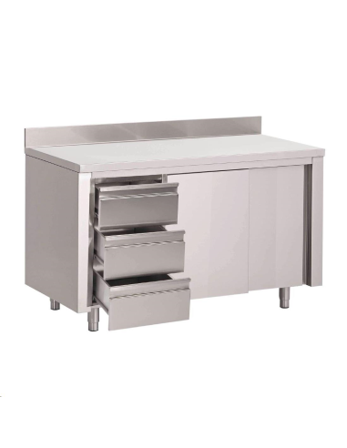 Table armoire inox avec dosseret 3 