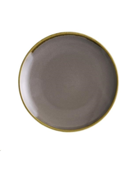 Assiettes plates rondes grises Kiln