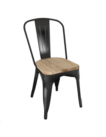 Chaise en acier noir avec assise en