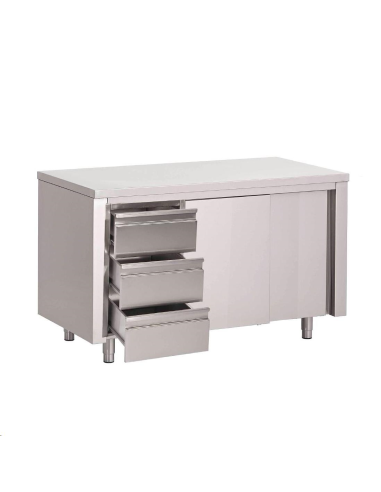 Table armoire inox avec portes coul