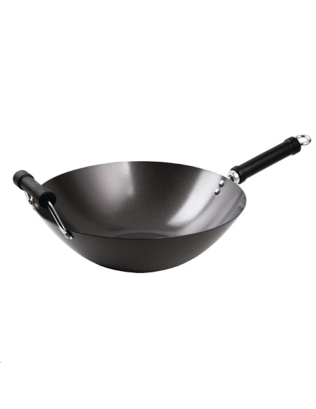 Wok antiadhésif fond plat 35cm